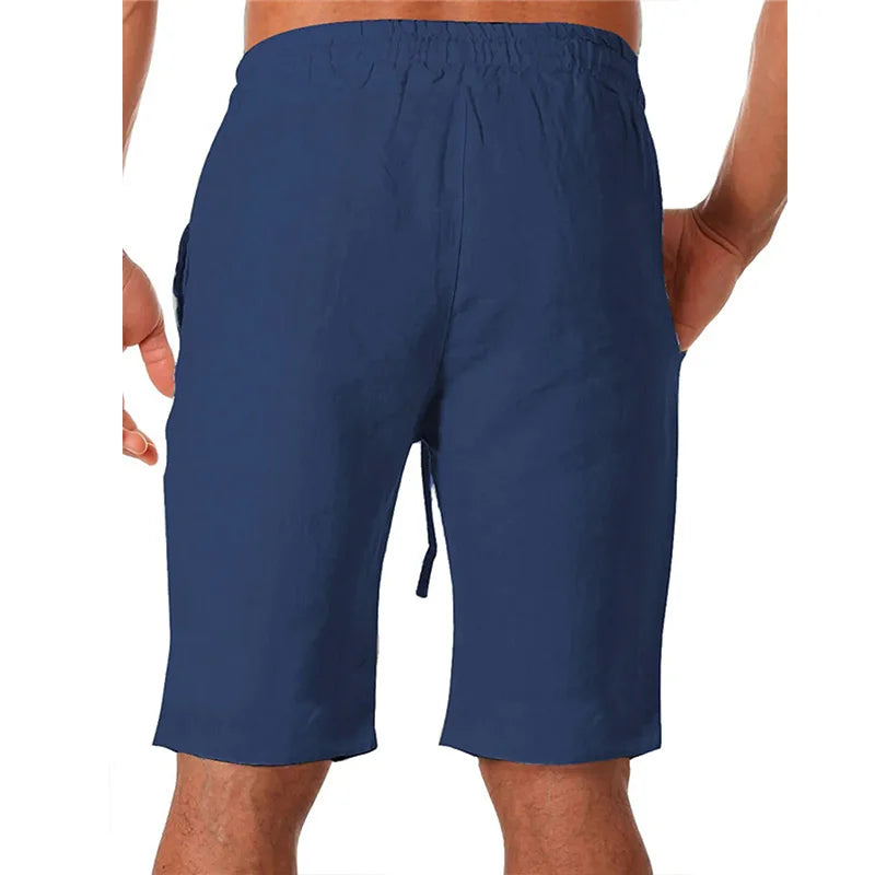 Men Cotton Linen Shorts Loose Sport Beach Shorts Summer Men Casual Cargo Shorts soild Gym Shorts Pocket Sweatpants Male Clothing