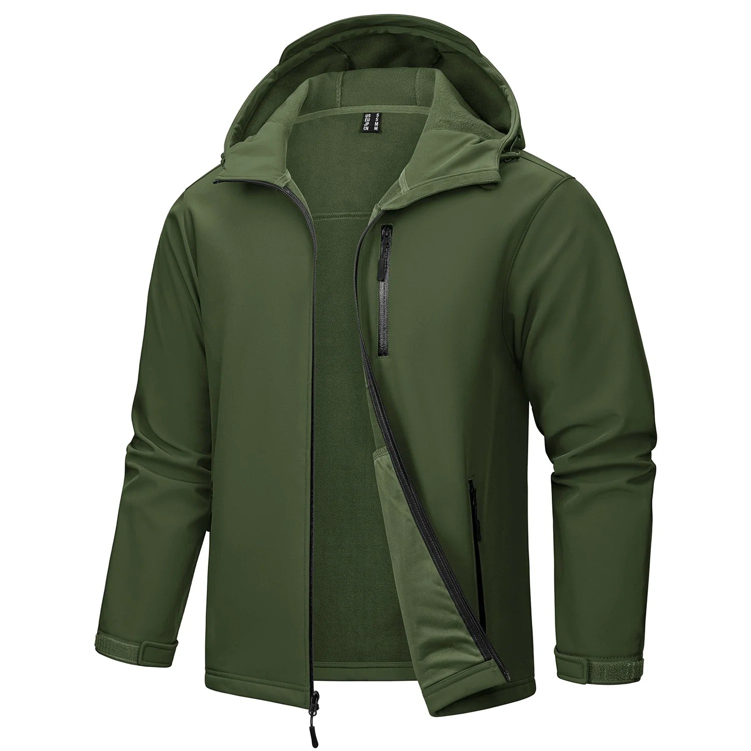 TACVASEN Hooded Softshell Jacket Mens Waterproof Rain Jacket Fleece Lined Work Jacket Outdoor Trekking Hiking Windbreaker Male