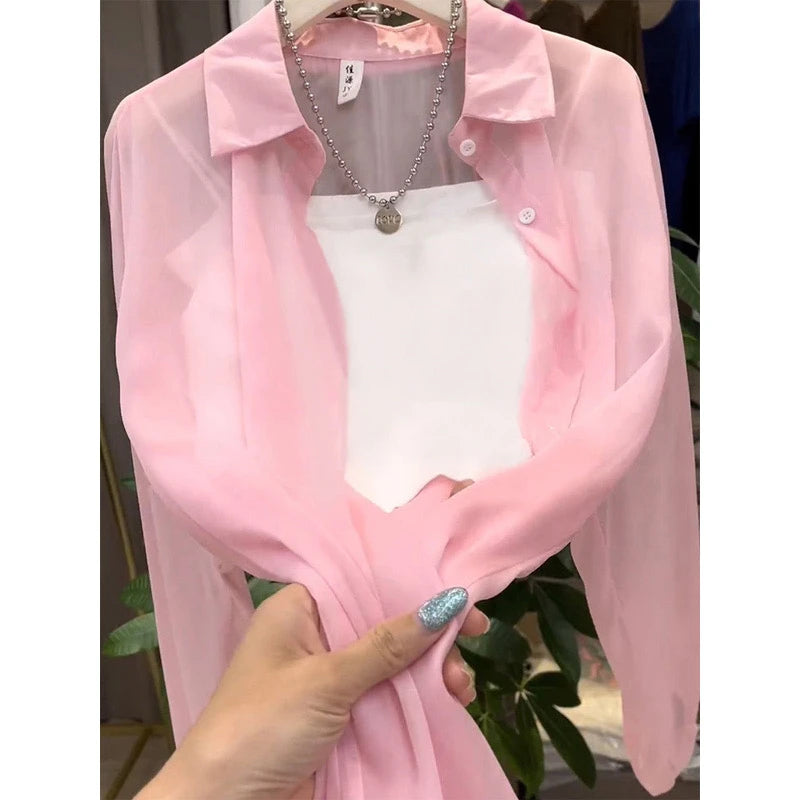 New 2026 Women's Ultra-Slippery Pearl Shiny Ice Sensation Sun Protection Shirt Loose Cardigan Outerwear Summer Fashion