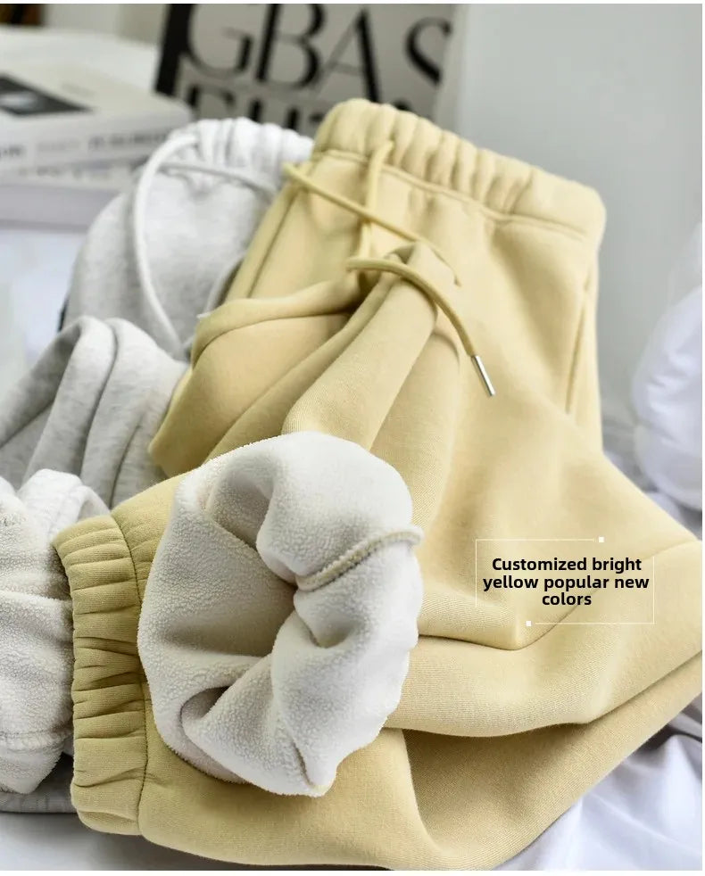 Women's Casual Straight-Leg Wide-Leggings Pale Grey Sports Trousers Winter 2024 New Style LULU Same As