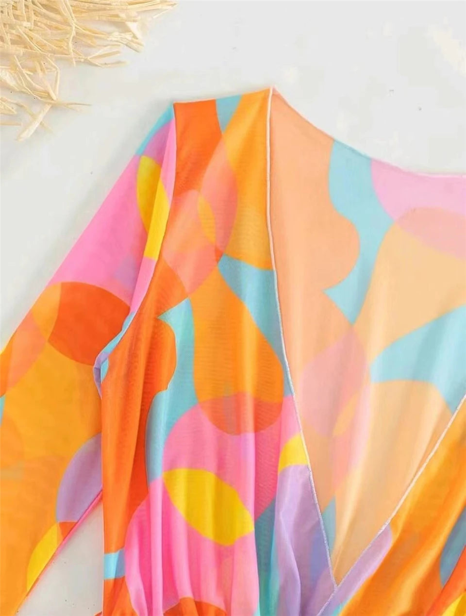 3 pieces Halter Bikini Tropical Print Swimsuit Drawstring Side Swimwear Women Long Sleeve Bathing Suit Female Swimming Beachwear