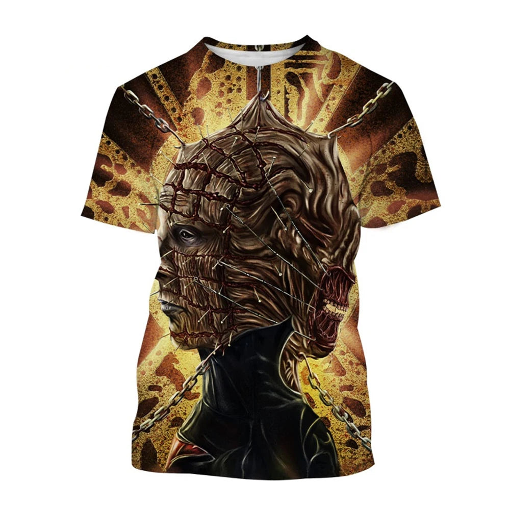 Summer fashion trend creative 3D printing printed horror movie hip-hop casual comfortable printed short sleeved shirt