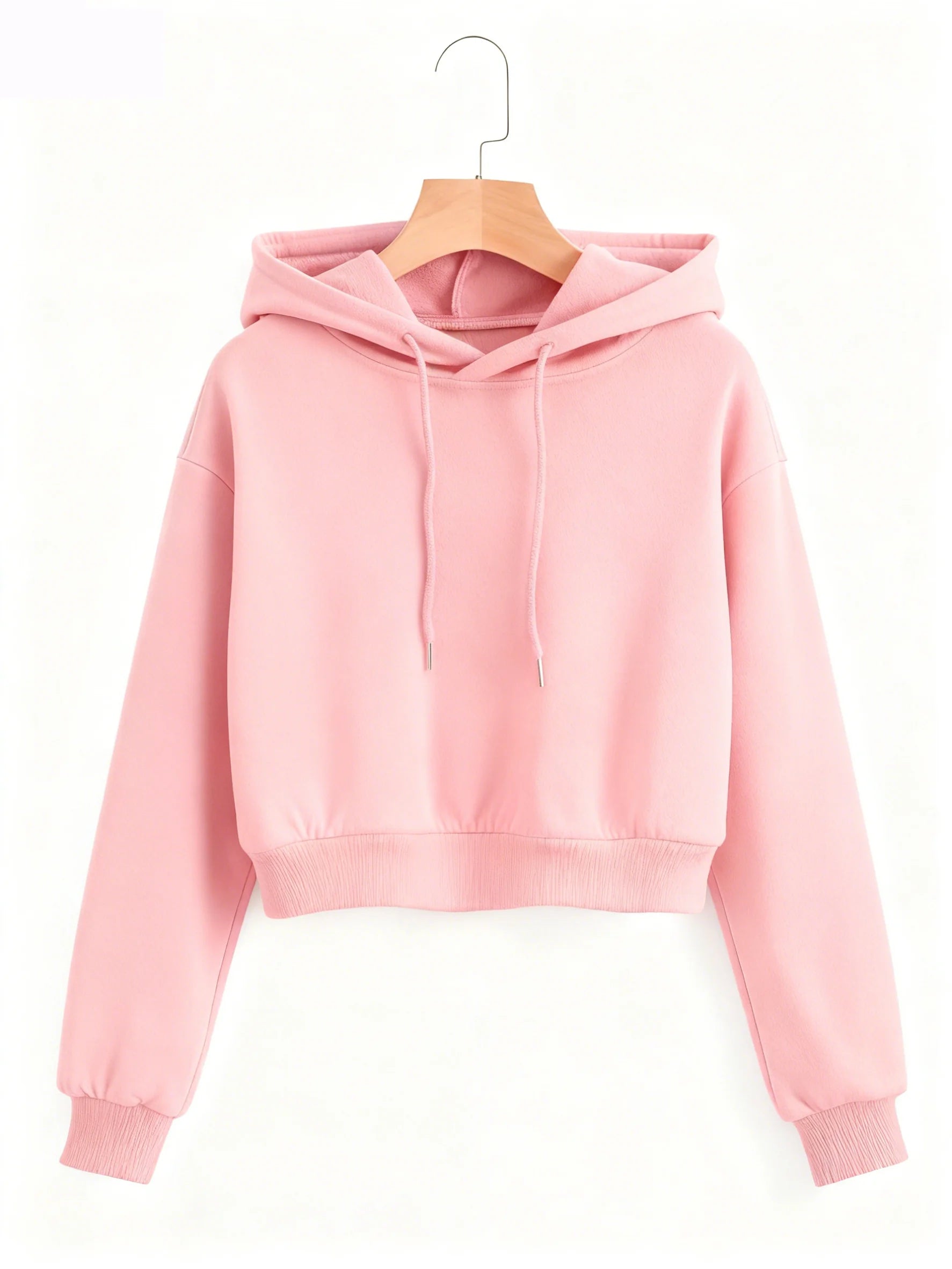 Street Style Solid Color Autumn Winter Cropped Sweatshirt Crop Top Hoodie Y2k Sweatshirts Fashion Casual Style Clothes