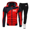 Everlast 2025 Spring Autumn Popular Comfortable Sports Sets Men's Cardigan Zipper Splicing Hoodies+Casual Sweatpants Suit