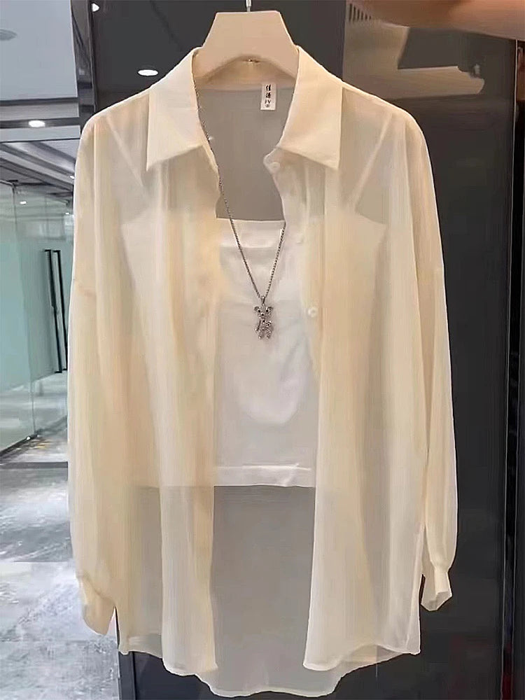 New 2026 Women's Ultra-Slippery Pearl Shiny Ice Sensation Sun Protection Shirt Loose Cardigan Outerwear Summer Fashion