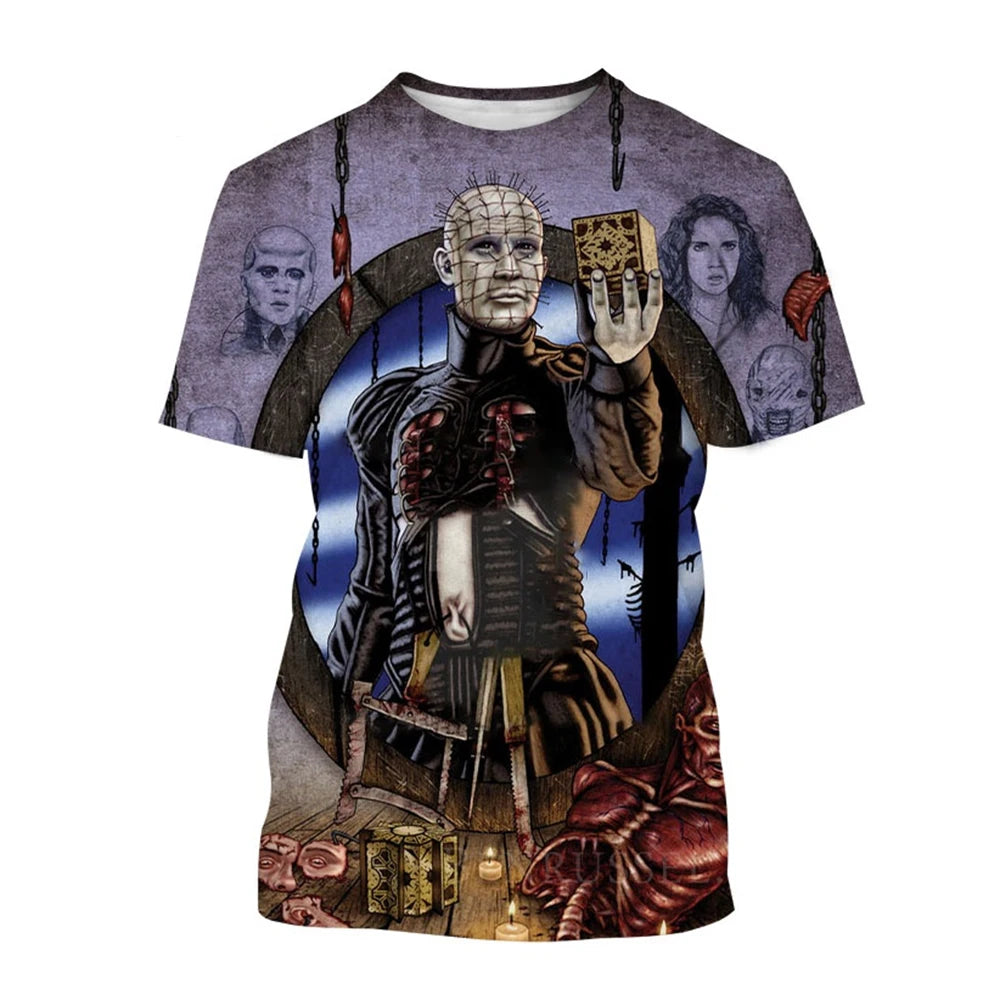 Summer fashion trend creative 3D printing printed horror movie hip-hop casual comfortable printed short sleeved shirt