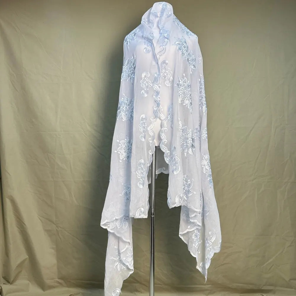 All white blanc Dubai African Muslim Shawl Wrap Cording Embroidery Scarf Sales Muslim Scarf 100% Cotton Big Scarf AfricanWomen