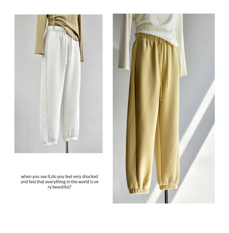 Women's Casual Straight-Leg Wide-Leggings Pale Grey Sports Trousers Winter 2024 New Style LULU Same As
