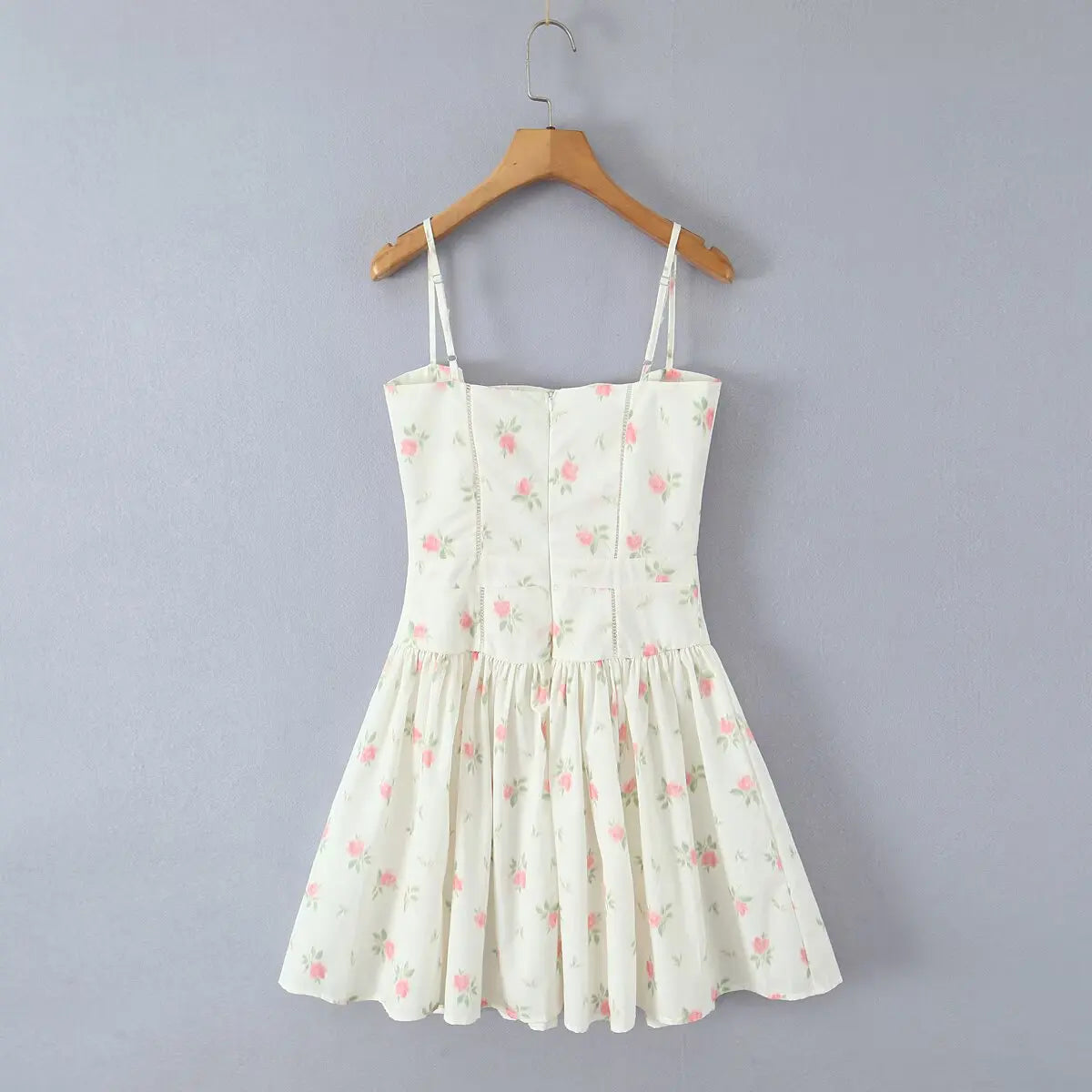 YENKYE Sexy Spaghetti Straps Floral Print Mini Dresses Women Low Waist A-line Summer Vacation Party Robe