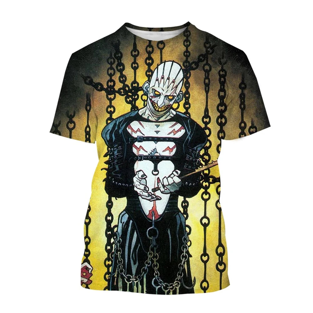 Summer fashion trend creative 3D printing printed horror movie hip-hop casual comfortable printed short sleeved shirt