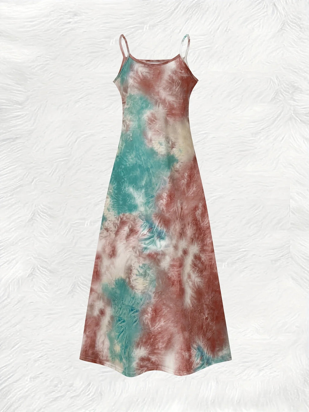 Tie Dye Maxi Dress for Women Long Sleeve Crew Neck Lightweight Polyester Summer Vacation Dress Casual Beachwear Boho Festival