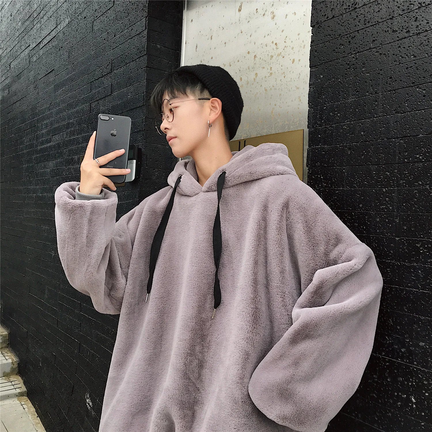 Plus Velvet Hoodies Women Hooded Thicker Furry Cozy Korean Fashion Couples Simple Winter Warm Coats Loose Outwear Slouchy Ins