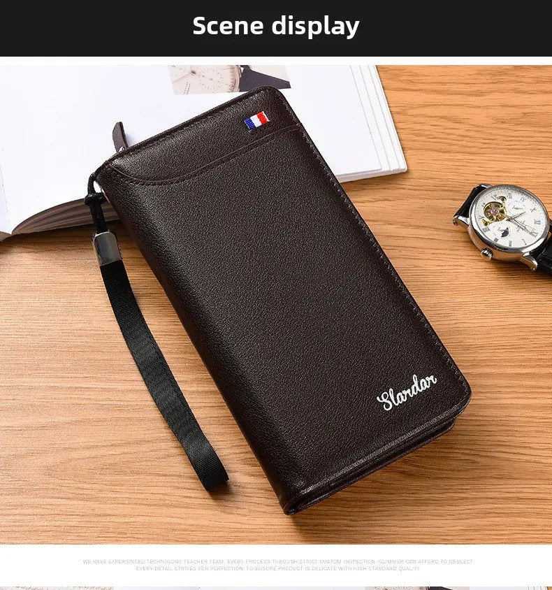 Fashionable Men Handhold Bag New Style Business Zippered Large Purse Phone Case