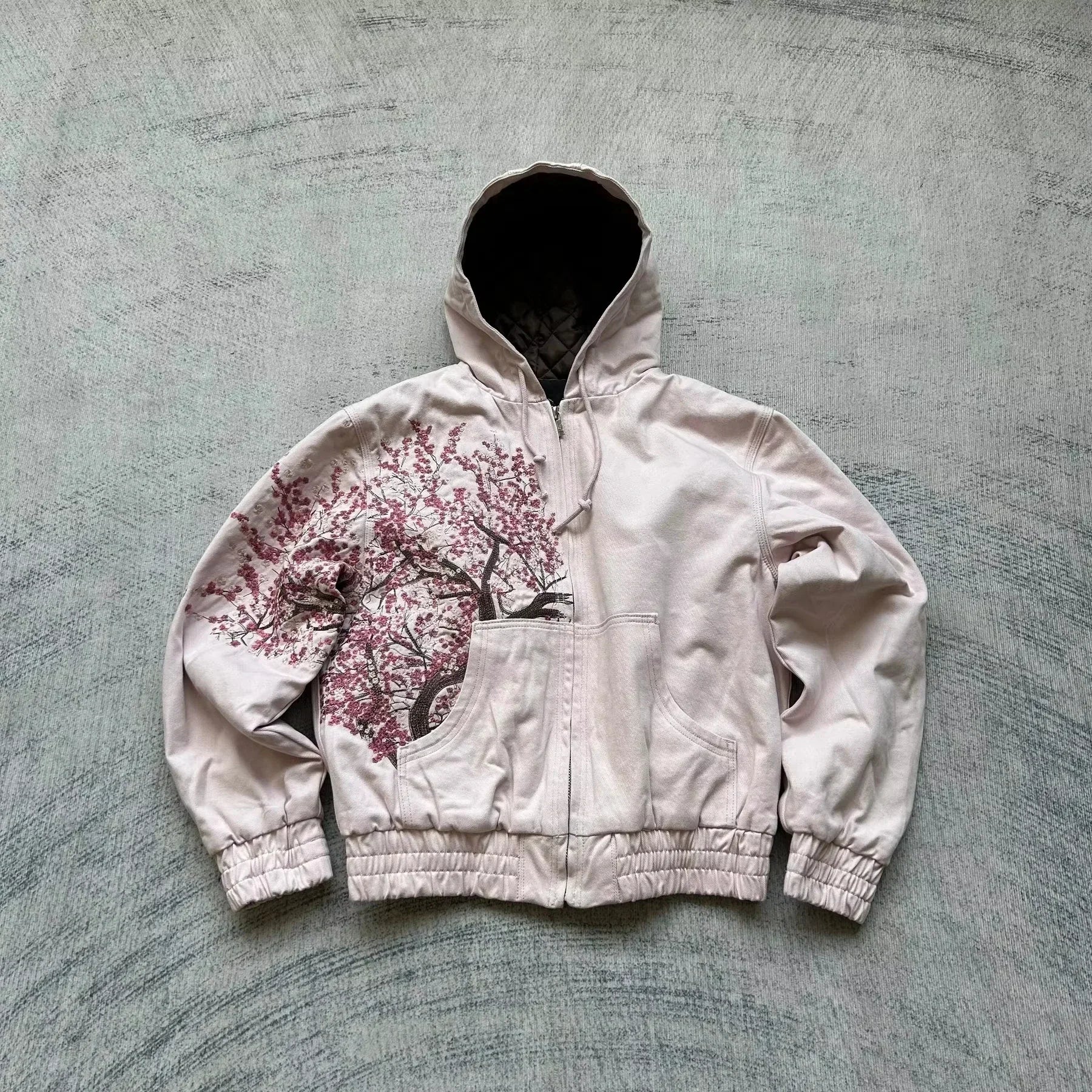 Y2K Harajuku New Fashion Skull Embroidery Plus Velvet Padded Casual Joker Vintage Popular Hip Hop Couples Fur Collar Coat Tops