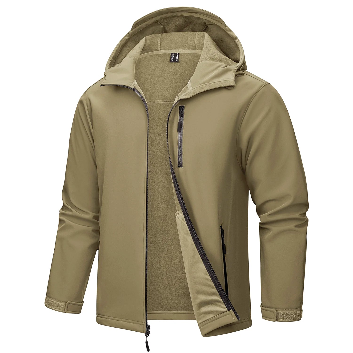 TACVASEN Hooded Softshell Jacket Mens Waterproof Rain Jacket Fleece Lined Work Jacket Outdoor Trekking Hiking Windbreaker Male