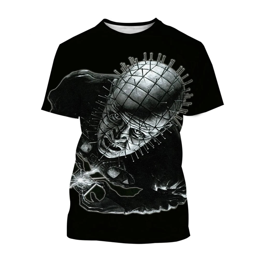 Summer fashion trend creative 3D printing printed horror movie hip-hop casual comfortable printed short sleeved shirt