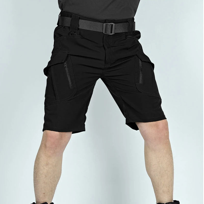 Summer Men Cargo Shorts Quick Dry Tactical Short Pants Multi-Pocket Shorts Men's Outdoor Hunting Fishing Knee Length Trousers