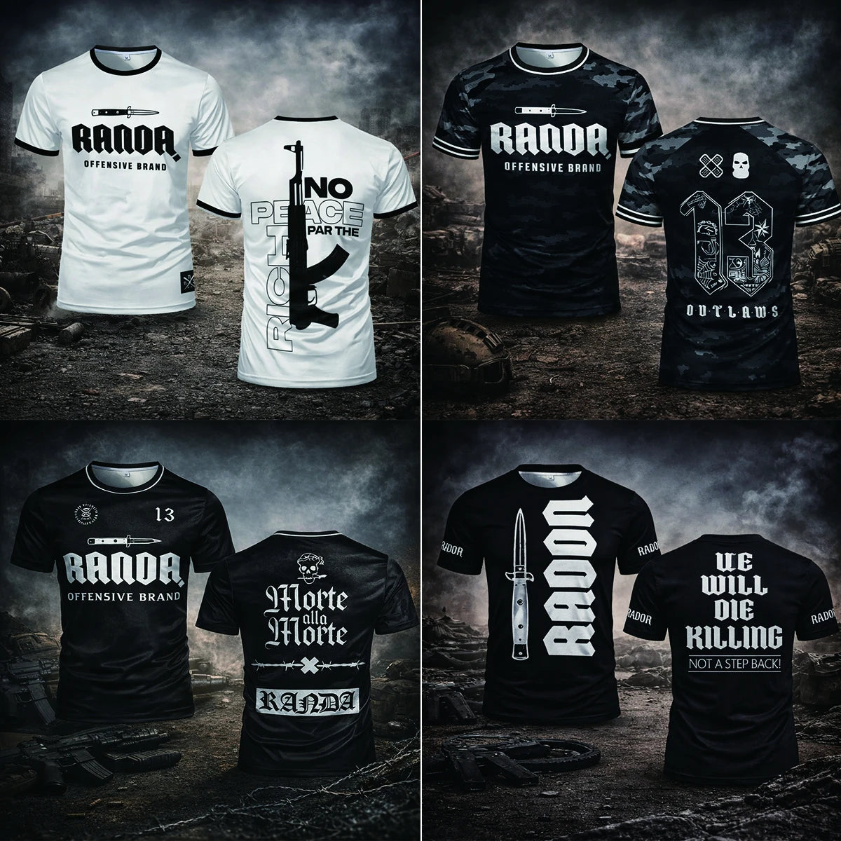 Randa Gothic Tactical T-shirt  Breathable Sportswear | Unisex Combat-style Apparel | Outdoor Crew Neck Short-sleeve Top For Men