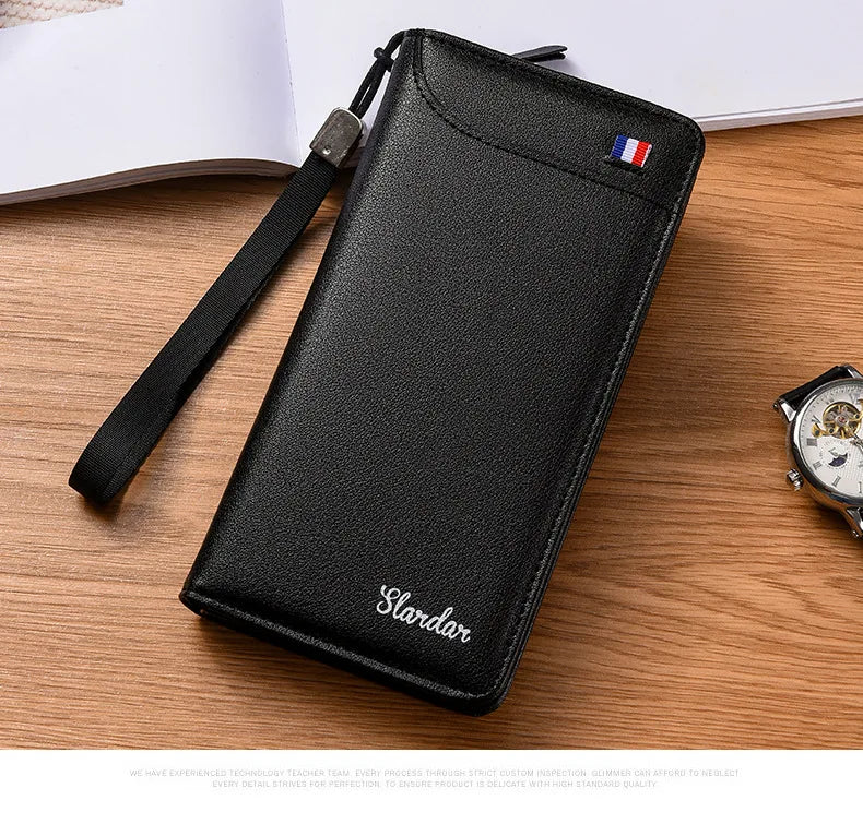 Fashionable Men Handhold Bag New Style Business Zippered Large Purse Phone Case