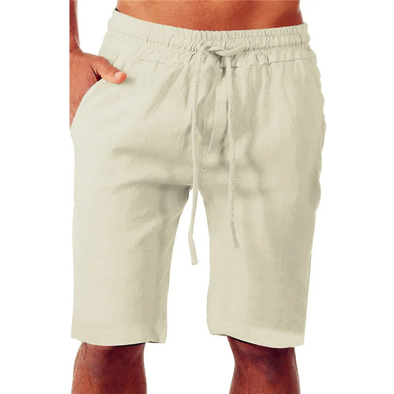 Men Cotton Linen Shorts Loose Sport Beach Shorts Summer Men Casual Cargo Shorts soild Gym Shorts Pocket Sweatpants Male Clothing
