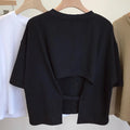 Summer Clothes Korean Sexy Backless Short O-Neck Women Casual Solid Color T-Shirt Short Sleeve Girl Tee Shirt Fashion Tops