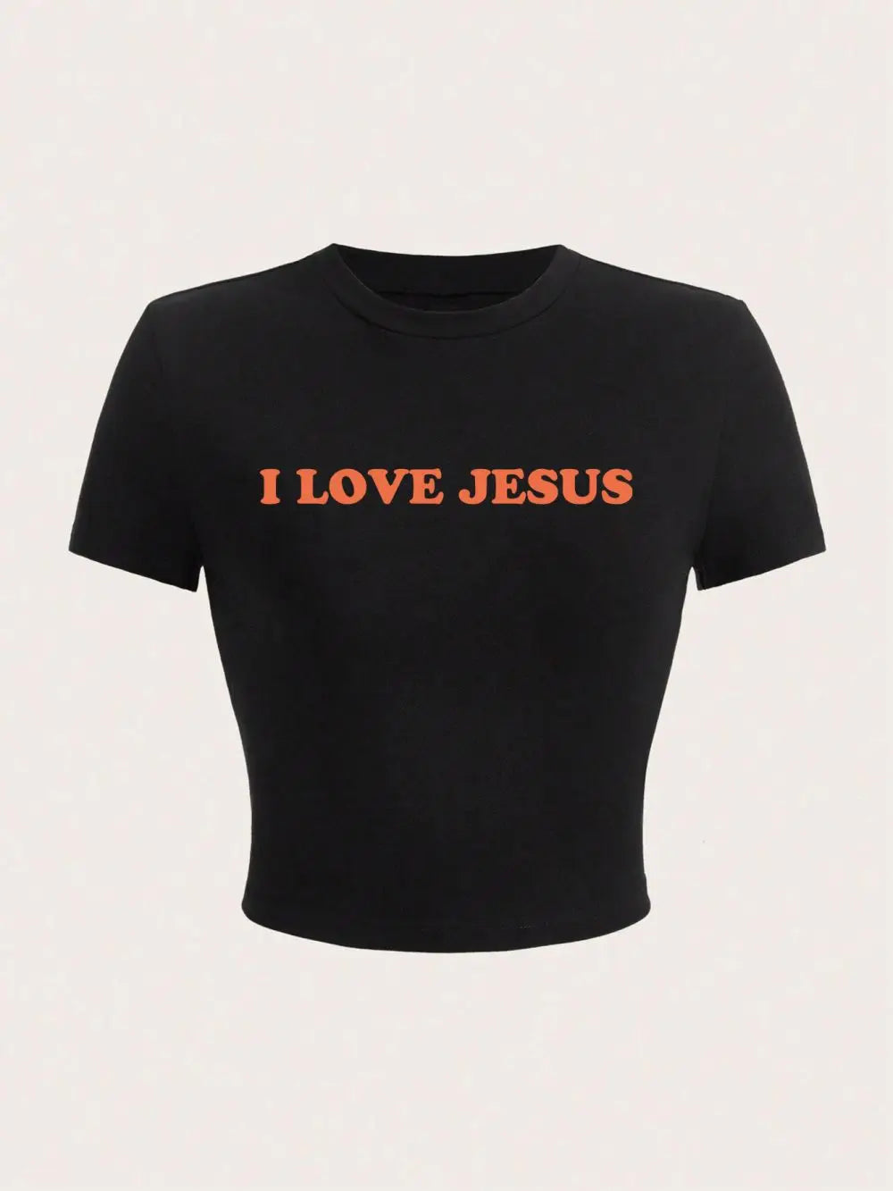 I Love Jesus Letter Printing Crop T-Shirt Sexy Summer Women'S Short Sleeve Comfortable Breathable Soft Stretch Female Clothes