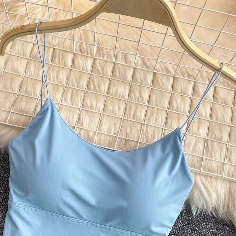 Sexy solid color crop tops sports spaghetti strap tanke top women built in bra off shoulder sleeveless omighty camisole hot