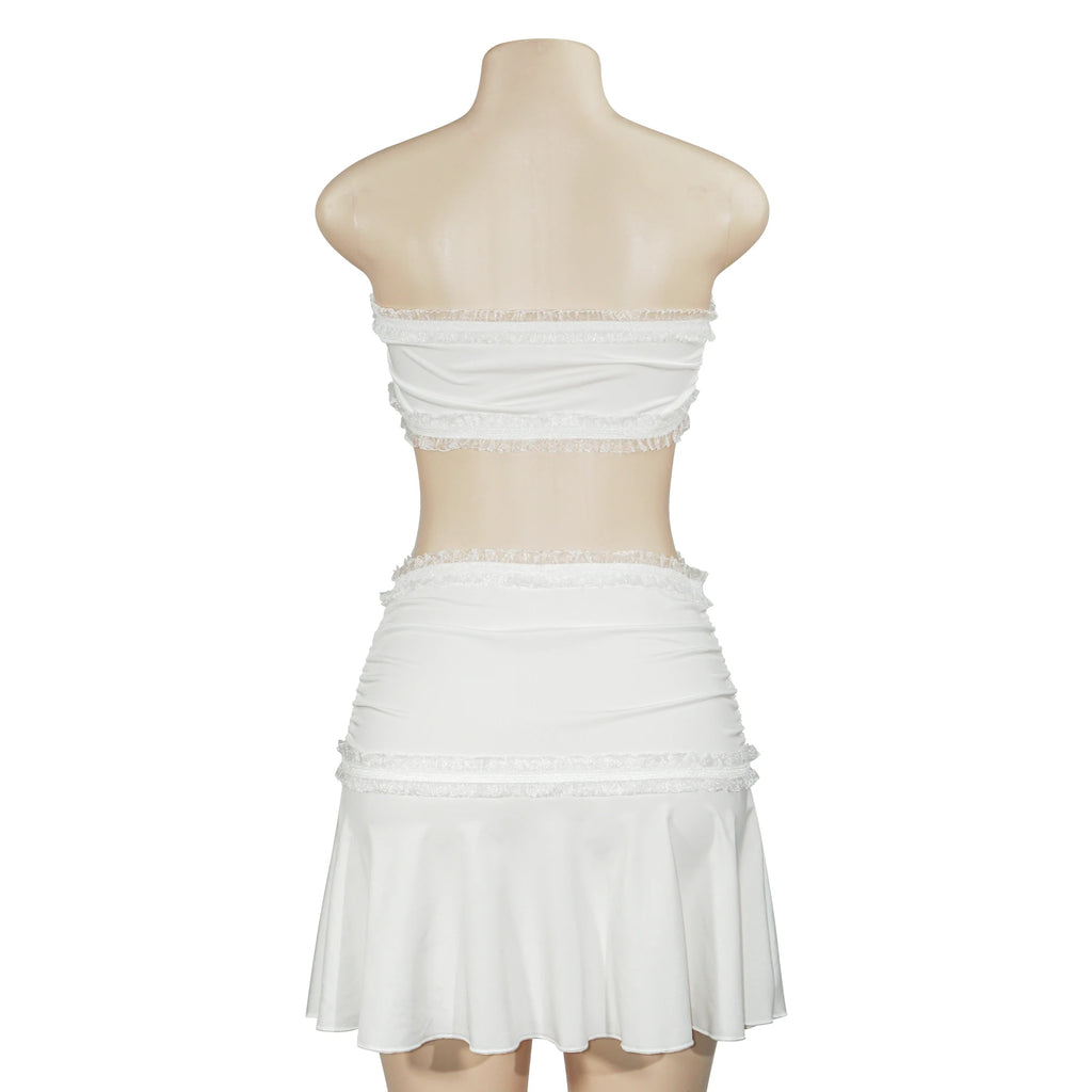 Sexy Lace Splice Backless Dress Cross-Border Short Skirt with Strap Bridesmaid Women's Fashion Trendy Mini Dress