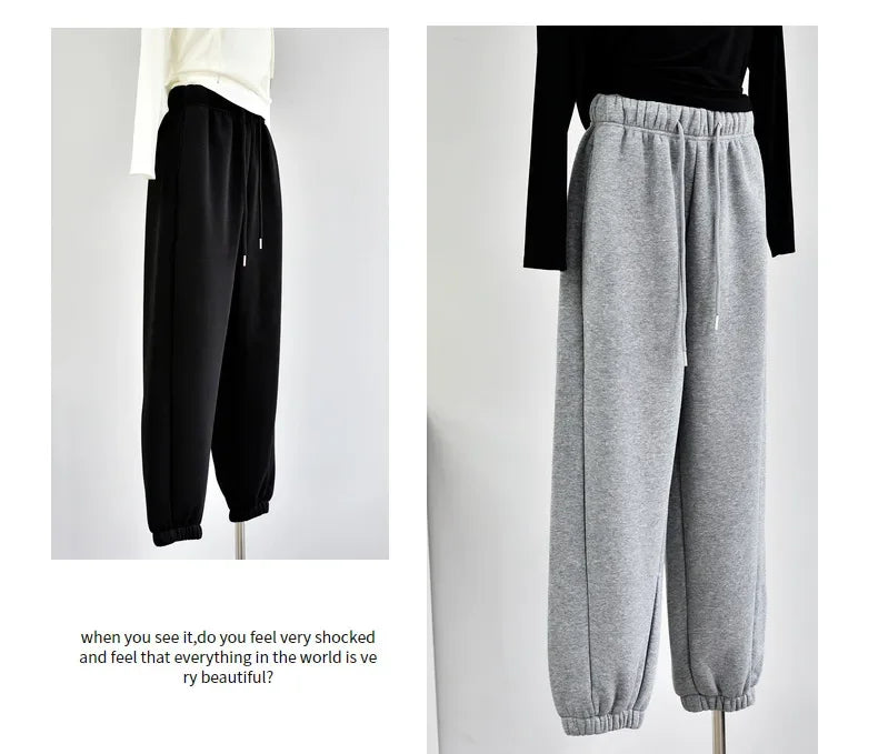 Women's Casual Straight-Leg Wide-Leggings Pale Grey Sports Trousers Winter 2024 New Style LULU Same As