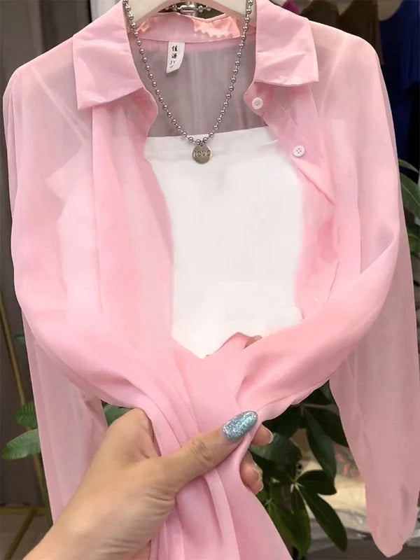 New 2026 Women's Ultra-Slippery Pearl Shiny Ice Sensation Sun Protection Shirt Loose Cardigan Outerwear Summer Fashion