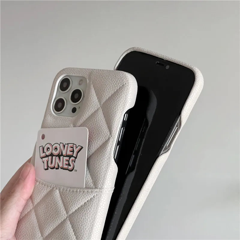 Luxury Lychee Texture Leather Card Bag Solid Color Wallet Phone Case for iPhone 17 16 15 14 Pro Max Black White PU Hard Cover