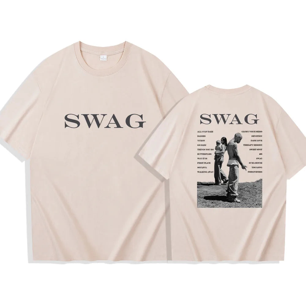 Bieber SWAG 2025 Justin Album T-shirt 2 Sided O-Neck Short Sleeve Shirts Fans Gift