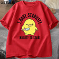 I Have Stability Ability To Stab T-Shirt men women fashion duck Meme Graphic T-shirts Cotton Soft Unisex Tee Tops streetwear