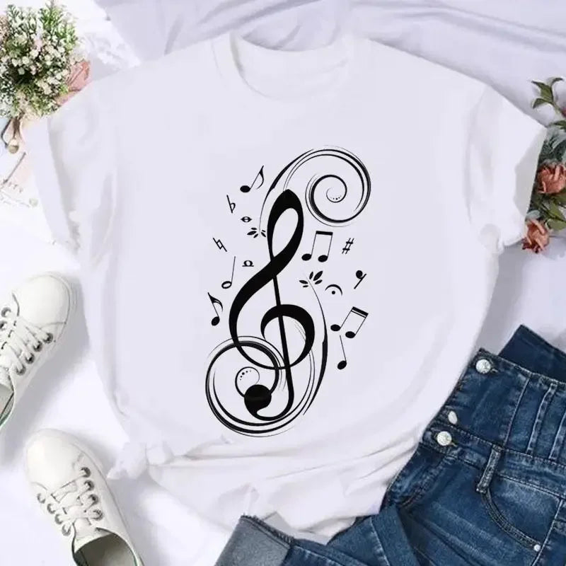 Women's Moon Print Short Sleeve T-Shirt Casual Cartoon Print Retro T-Shirt Graphic T Shirts Women Clothing Summer Streetwear Y2K