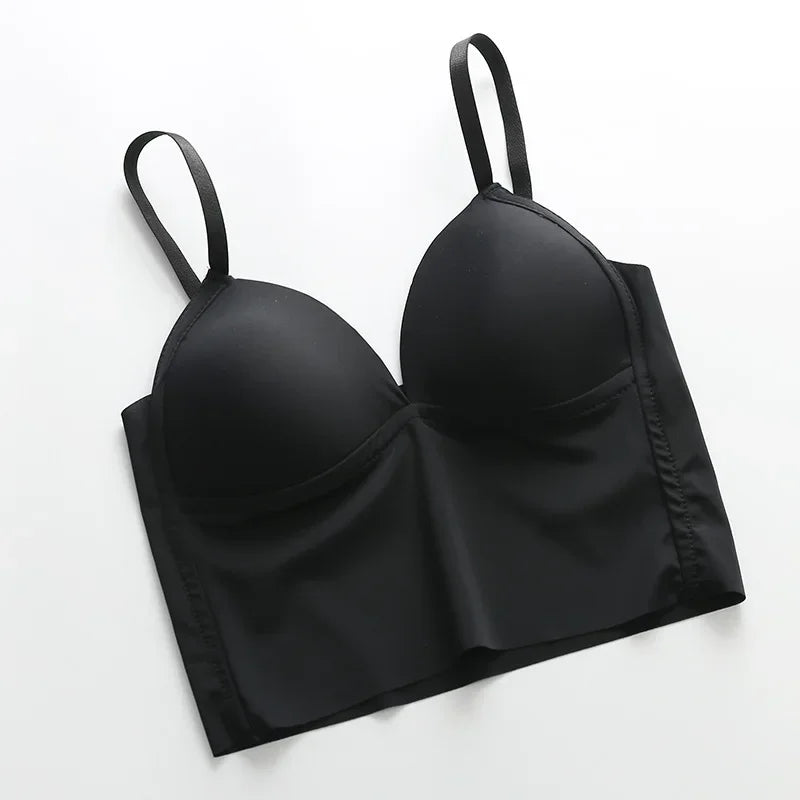 Sexy solid color crop tops sports spaghetti strap tanke top women built in bra off shoulder sleeveless omighty camisole hot