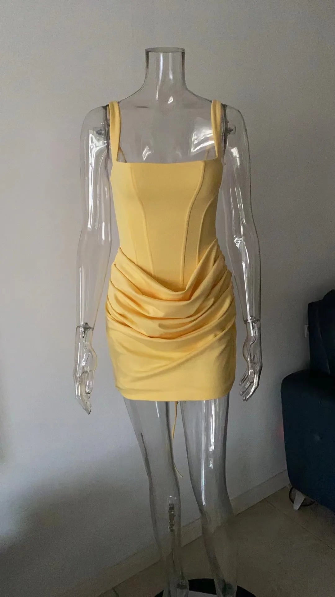 CM.YAYA Women Pile Waist Lace Up Back Bodycon Midi Tank Dress 2026 Street Fashion Party Education Mini Holiday Dresses Vestido