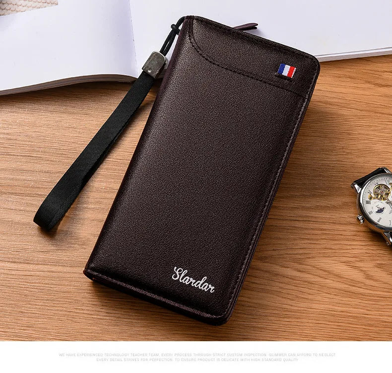 Fashionable Men Handhold Bag New Style Business Zippered Large Purse Phone Case