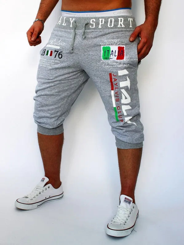 Men's Athletic Shorts Sweat Shorts Capri Pants Drawstring Print Letter Sports Outdoor Weekend Streetwear Stylish Sweatpants Male
