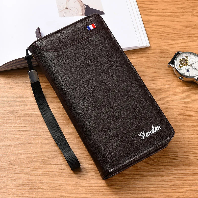 Fashionable Men Handhold Bag New Style Business Zippered Large Purse Phone Case