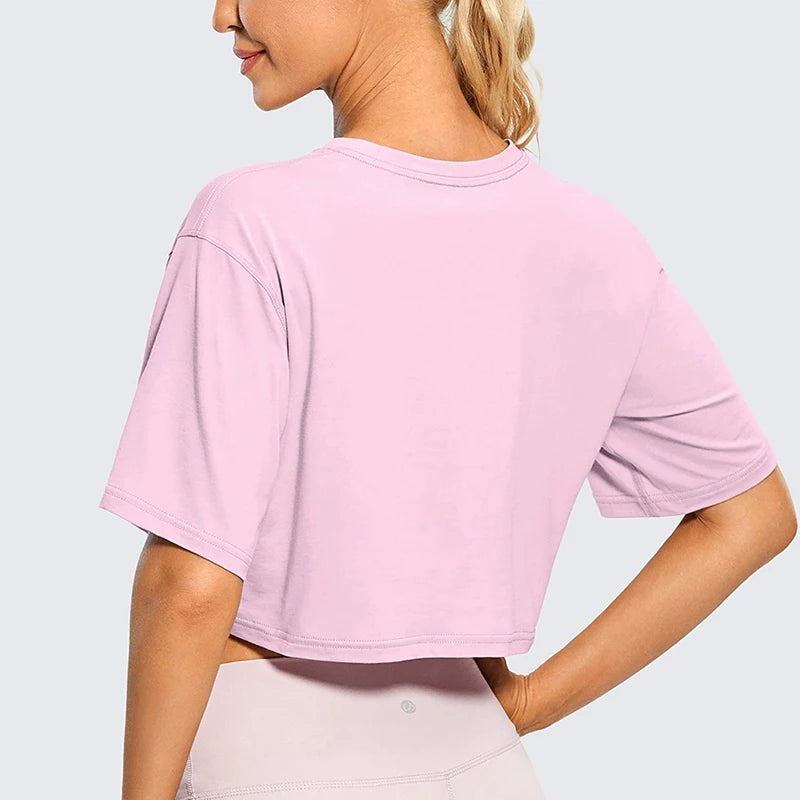 Round Neck Cut Coat Solid Color Women's Casual Loose And Comfortable T-shirt Basic Joker Street Fitness Sports Short Sleeves