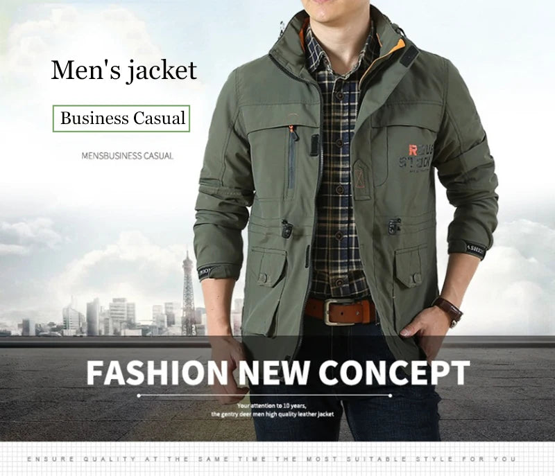 2024 Business Casual Jackets Man Sports Coat Spring Windproof Hooded Jackets Quick Drying Lightweight Outdoor Climbing Outwear