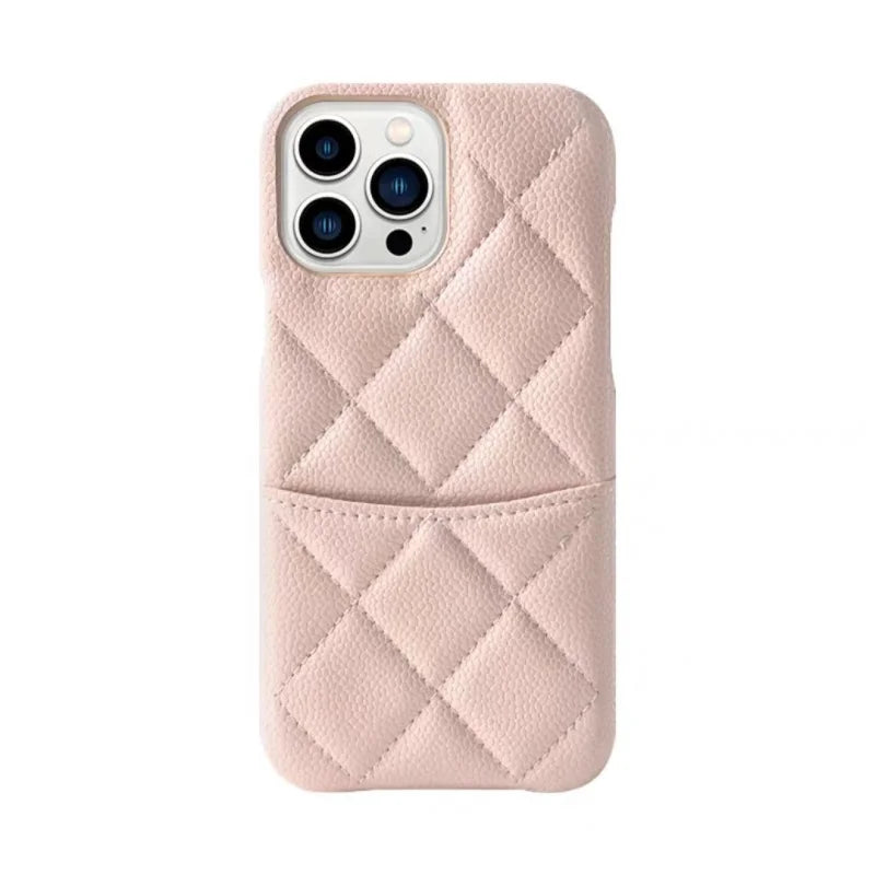 Luxury Lychee Texture Leather Card Bag Solid Color Wallet Phone Case for iPhone 17 16 15 14 Pro Max Black White PU Hard Cover