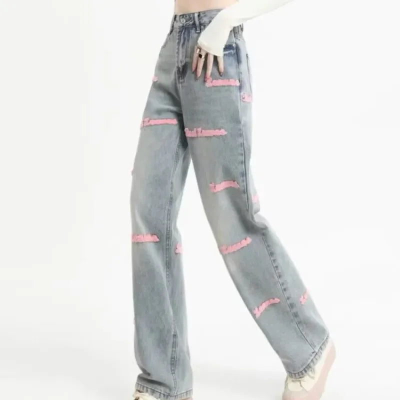 Spring Autumn Women Sweet Strawberry Sweater Cardigan Shirts Denim Pants 1 or 3 Piece Set Lady Fashion Knit Tops Jeans Outfits