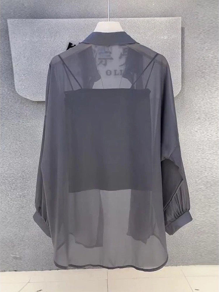 New 2026 Women's Ultra-Slippery Pearl Shiny Ice Sensation Sun Protection Shirt Loose Cardigan Outerwear Summer Fashion
