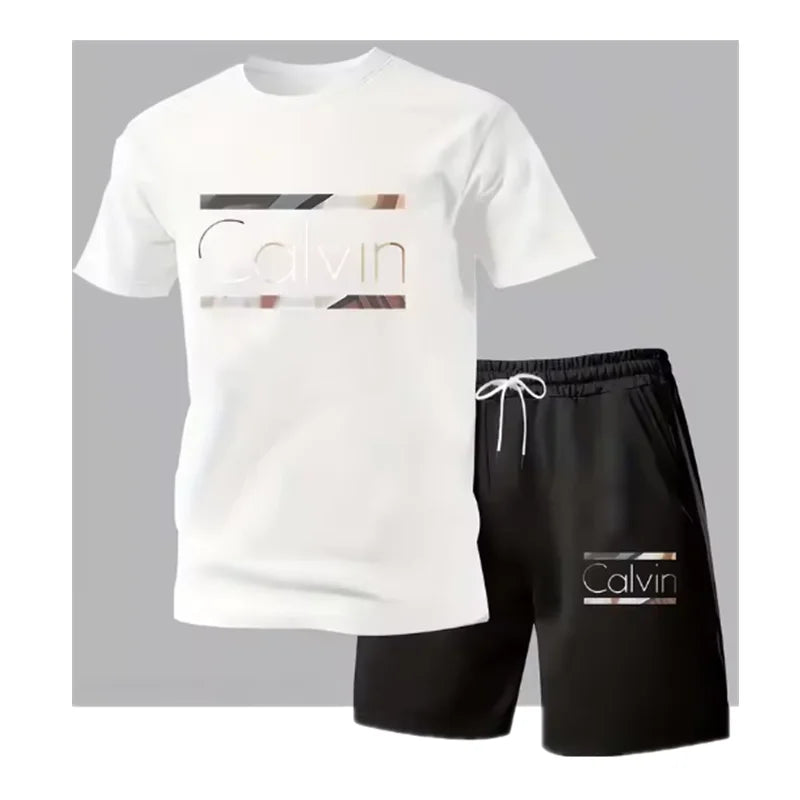2026 New Fashion Casual T-shirt Shorts Two-piece Set 3D Letter Printing Men's Summer Outdoor Wear Suit