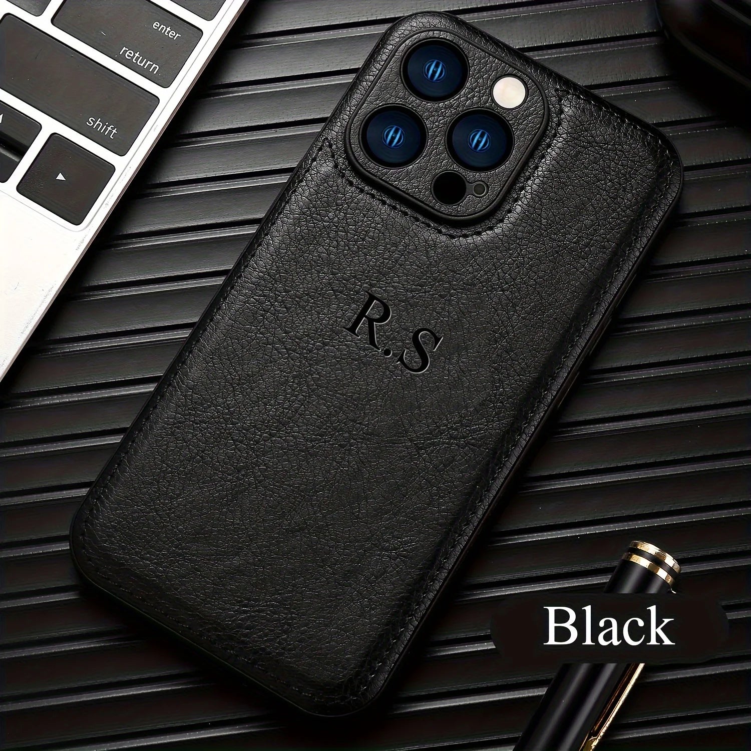 Personalized Custom Name Phone Case For iPhone 15 14 13 12 11 Pro Max 15 14 Plus Luxury Cowhide Leather Protection Back Cover