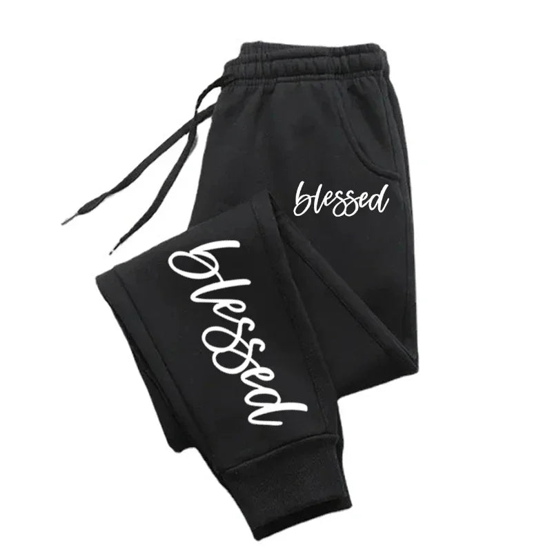 Autumn Woman Man Casual Loose Sweatpants Letter Printed Fitness Pocket Drawstring Sport Pants Fleece Warm Jogging Sportswear