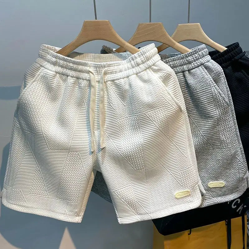 Clearance_Summer Running Shorts for Men Casual Jogging Sport Short Pants Wave Pattern Solid Color Drawstring Loose Dry Gym Sport