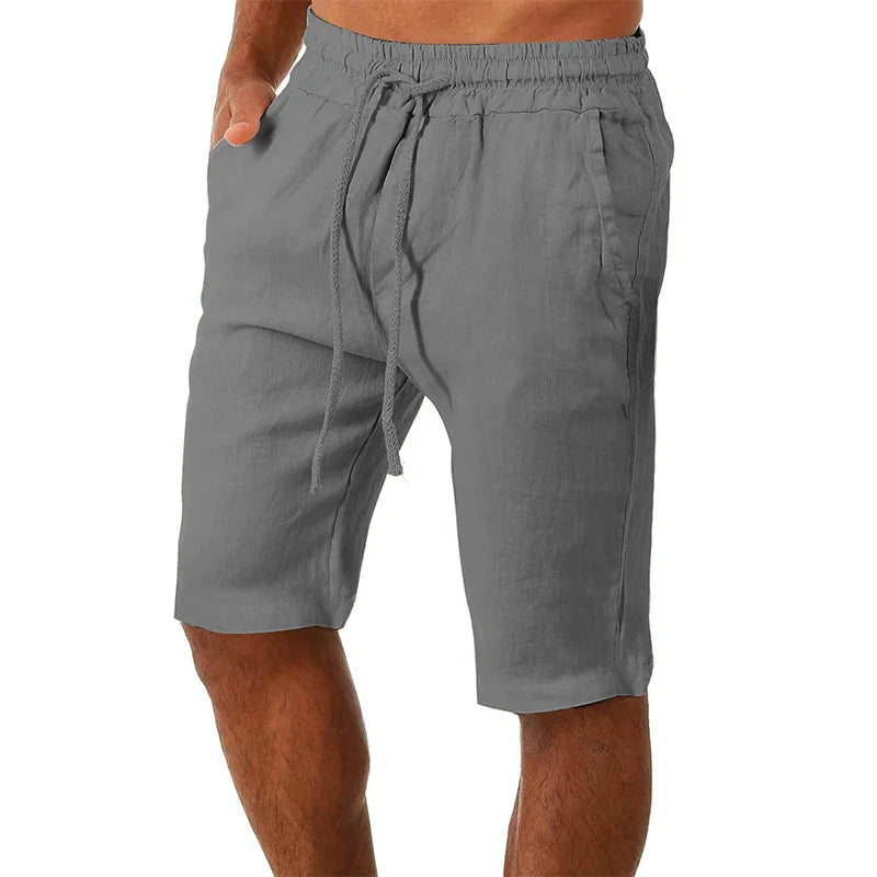 Men Cotton Linen Shorts Loose Sport Beach Shorts Summer Men Casual Cargo Shorts soild Gym Shorts Pocket Sweatpants Male Clothing