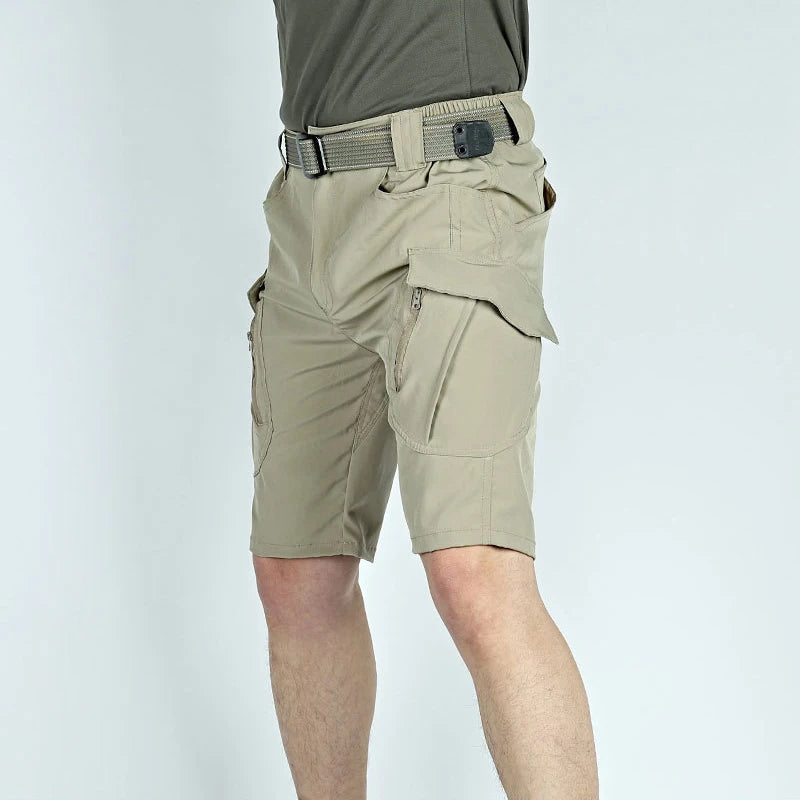 Summer Men Cargo Shorts Quick Dry Tactical Short Pants Multi-Pocket Shorts Men's Outdoor Hunting Fishing Knee Length Trousers